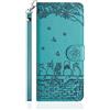 Butnyeoe Cover per iPhone 15 Pro Max Libro,Gatti/Fiori Motivo in Rilievo Custodia,PU Pelle Protettiva Portafoglio Flip Wallet Case Con Slot per Schede e Magnetica Supporto,Blu-Verde