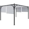 Bricozone Pergola Gazebo 3x3 M Struttura Nera In Acciaio Pergolato Con Tetto Scorrevole Telo Impermeabile Richiudibile Retrattile Giardino Terrazzo Piscina Esterno Campeggio (3 x 3 M, Grigio)