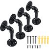 Hyacinthy 4 PCS Staffa per mensola per tubi di ferro, Hyacinthy Scaffalature per tubi industriali Staffe per mensole per tubi neri Mensole per tubi retrò Mensola di supporto a parete fai da te