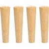 Qrity 25CM Gambe per Mobili Legno, Set di 4 Piedini in Legno di Quercia Affidabile per Divani, Comodini, Armadi, Piastra di Montaggio e Viti