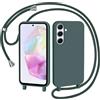 AOMYKE Cover per Samsung Galaxy A35 5G con Cordino, Custodia con Laccio Collana Tracolla Collo Liquido Silicone Antiurto TPU Antiurto AntiGraffio Case - Verde