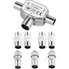 AXFEE Set di 8 distributori per antenne 1 distributore adattatore a T + 1 spina coassiale 2 jack coassiali 2 connettori a maschio, per TV digitale e cavo TV