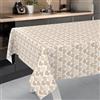 ANRO Tovaglia cerata, lavabile, da giardino, per interni ed esterni, 200 x 140 cm, con bordo tagliato, a forma di cuore, beige
