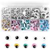 Romon Occhietti Adesivi, 420 Pezzi Occhi Mobili Adesivi Wiggle Eyes Rotondo Plastica Autoadesivi Occhietti Colorati, 5mm/6mm/8mm/10mm/12mm Per Scrapbooking Decorazioni Creazione Bambole Pupazzi
