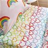 Catherine Lansfield Rainbow Hearts Cosy - Lenzuolo con angoli, per letto singolo, colore: Rosa