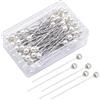 SAVOSWEET 100 Spilli Dritti Sartoria Spillo Perni con Testa di Perla,Perle di Nozze Aghi con Testa,Spilli con Testa Perlata,Spilli Dritti con Testa in Perla Finta,Spilli da Sarta Testa di Perla