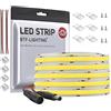 BTF-LIGHTING FCOB COB Striscia LED flessibile ad alta densità uniforme 14W/m 10M DC24V Bianco caldo 3000K CRI 90+ 10mm Larghezza Nastro LED dimmerabile per decorazioni (senza adattatore o controller)