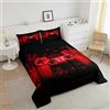 Loussiesd Set di biancheria da letto con Trapunta trapuntato per bambini, 3 pezzi, colore rosso, per ragazzi e ragazzi, colore: nero