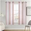 MIULEE Tende a Righe per Interni, Tende Trasparenti in Voile Tende Camera da Letto, Tenda Salotto Moderne con Anelli, Tenda a Pannello da Interno Finestra a Righe Bianche e Rosa, 2x 140x160 CM