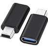 Seminer Adattatore da USB C a Mini USB (Confezione da 2), Type C (Femmina) a Mini USB 2.0 (Maschio) Connettore Convert Compatibile con Fotocamere Digitali, Computer, GPS ecc. (Nero)
