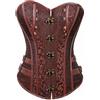 Josamogre Sexy Bustino Pelle Barocco Pirata Corsetto Top Donna Steampunk Taglie Forti Halloween Lingerie Marrone S