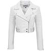 House Of Leather Giacca corta da donna in vera pelle stile Biker Demi bianco 46