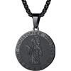 FaithHeart Collana Uomo Donna San Cristoforo Argento Nero Oro 3D Rilievo Rotondo Ovale Amuleto Talismano in 316L Acciaio Impermeabile Antiruggine 55+5 CM Catena Impresa
