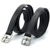 Astile Staffetta in pelle per adulti o bambini, colore marrone nero, in pelle resistente con finitura morbida (137 cm, nero)