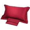 Corredo Italiano Satin® - completo lenzuola matrimoniale tinta unita in raso di puro cotone con O.G (Bordeaux)