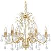 vidaXL Lampadario con Perle di Cristallo Rotondo 6 Lampadine E14 Lampada Soffitto Luce Pendente Base in Metallo Dorato Gocce Acrilico Trasparente