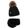 ELIMELI Berretto invernale da donna in cashmere, caldo berretto a maglia di lana con cashmere, berretto invernale con pelliccia sintetica con pompon Slouch, lavorato a maglia, beanie invernale da