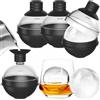 TRILINK Grande stampi per cubetti ghiaccio silicone per cocktail Whisky - Set di 4 con coperchio a imbuto 2-in-1 - stampo ghiaccio grande da 6 cm - forme ghiaccio rotondo- Facile rilascio