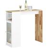 SoBuy Tavolo bar con una anta in vetro Tavolo da pranzo Tavolo da balcone Bianco-Naturale 108x40x105 cm FWT99-WN