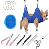 Allazone 12 Pz Borsa da Toelettatura per Animali Domestici, Toelettatura Amaca per Gatti Cuccioli Piccola e Mini Cani con Tagliaunghie,Pettine, Lima per Unghie da Rifinitura da Bagno, Blu