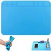 BANTI Tappetino per Saldatura Silicone 30 x 20 cm Tappetino Saldatura 500 ℃ Resistente al calore isolante Tappetino di Riparazione per Riparazioni per Cellulari Computer Fotocamera(Azzurro)