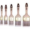 HARDY WORKING TOOLS Set di 5 Pennelli Piatti 25/35 / 50/60 / 75 mm - Serie 45 - Fibre Sintetiche, Manico in Legno Naturale, Ghiera in Acciaio - Per Pittura, Vernice, Olio e Impregnanti