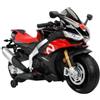 Tecnobike Shop Moto Elettrica per Bambini Piaggio Aprilia Racing RSV4 12v Luci Suoni LED Mp3 - Small - (Nero)