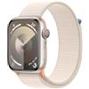 Apple Watch Series 9 GPS + Cellular 45mm Smartwatch con cassa in alluminio color galassia e Sport Loop galassia. Fitness tracker, app Livelli O₂, display Retina always-on, resistente all'acqua