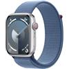 Apple Watch Series 9 GPS + Cellular 45mm Smartwatch con cassa in alluminio color argento e Sport Loop blu inverno. Fitness tracker, app Livelli O₂, display Retina always-on, resistente all'acqua