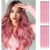 Mayoii 10 estensioni per capelli per donna, extension con clip sintetiche dritte, 22 pollici colorate resistenti al calore per feste con punti salienti dei capelli (rosa)
