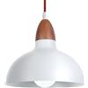 LIGKIN Lampada a sospensione Vintage industriale Lampadario E27 legno Lampada a Soffitto Ø19cm Moderno Paralume in Metallo per Sala da pranzo Caffetteria Cucina, Bianco