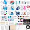 JOTOL Stampo in Silicone Colata per Resina Epossidica, DIY Contiene Set di Strumenti per Il Fai da Te 132pcs include Cubo Sfera Piramide