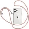 XTCASE Cover per iPhone 12 Pro Max con Cordino, Trasparente Custodia con Laccio Collo Tracolla Corda Cinghia, Ultra Sottile Morbido TPU Silicone Antiurto AntiGraffio Case, Oro Rosa