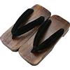 KUNANG Zoccoli in legno da uomo, sandali in legno giapponese Geta, pantofole Geta tradizionali giapponesi zoccoli in legno Geta Wide Sole Flip Flops., Nero , 42 EU