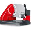 GRAEF. GRAEF Affettatrice SKS500 rossa, compatta in metallo, design rialzato per panini, contenitore incluso, lama inox Ø170 mm, spessore regolabile, perfetta per uso quotidiano