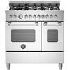 BERTAZZONI MAS96L2EXT Cucina, Piano cottura a gas, 90 cm, 6 fuochi, Serie Master, Acciaio Inox, Doppio forno, Nuova classe A