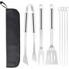 Encuryna Set di attrezzi per barbecue, 7 pezzi, accessori per barbecue, forchette da barbecue, pinze per barbecue, spatola, bastoncini per barbecue, in acciaio inox, utensili da cucina con borsa per il