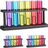 Relaxdays Set Bicchieri Shot, 18 Bicchierini a Forma di Provetta per Shottini, con 3 Supporti, 40 ml, Plastica, Colorati