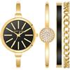 Anne Klein - Set orologio e bracciale rigido da donna, Nero/Oro