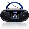 LONPOO Lettore CD Boombox Portatile - Stereo con Radio FM, Ingresso Bluetooth, USB, AUX, Uscita Auricolari, Audio Domestico Compatto, AC o Alimentato a Batteria