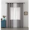 GIRASOLE HOME Coppia Tende Voile Trasparenti Effetto Lino Tenda per Soggiorno Camera Cameretta Balcone Finestra e Interni 2 Pannelli con Occhielli (Grigio, 140x290cm)
