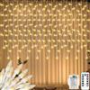 CORST Ghirlanda luminosa per ghiaccioli da esterno per Natale, tenda luminosa per la camera da letto, 3X1M, 150 LED, catena luminosa per finestre, tenda a batteria, cascata di luci interne, cavo