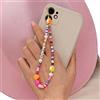 Hpory Collana per cellulare con perle e perle, per cellulare, in acrilico, per telefono, in stile bohémien, con perline colorate, per donne, portachiavi auto, lunghezza della catena 28 cm
