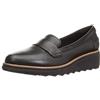 Clarks Sharon Lacey, Mocassino, Pelle Nero Marrone Scuro Pioggia, 22.0 cm