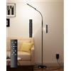 Nulmvic Lampada da Terra LED Dimmerabile: 18W Piantana 4 Temperature di Colore e 4 Luminosità con Telecomando - Timer 1H - Lampada da Salotto a Collo d'Oca Flessibile (Nero)