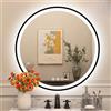 STARLEAD 60cm Nero Specchio-Rotondo-Bagno-con-Luce e Bluetooth, Specchiera-Bagno-LED con Antifog, Dimmerabile, 3 Colori Luce, Memoria, HD Vetro Temperato, IP44, Cornice non Metallica