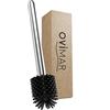 ovimar scopino Aro Silver | scopino in silicone | con serbatoio per detergente | pompa meccanica con pulsante | acciaio inox | testa dello scopino in silicone | scopino per wc