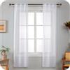 GIRASOLE HOME Coppia Tende Voile Trasparenti Effetto Lino Tenda per Soggiorno Camera Cameretta Balcone Finestra e Interni 2 Pannelli con Tasca (Bianco, 70x240cm)