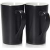 Smilatte Tazze da caffè grandi da 20 once / 600 ml, tazza in ceramica alta M007 con manico per papà, set di 2, nero