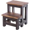 DESIGN DELIGHTS Scaletta a pedale, 46 x 37 x 37 cm (altezza x larghezza x profondità), legno vecchio, a due livelli, scala a pioli, per uso domestico, colore: 04 nero naturale